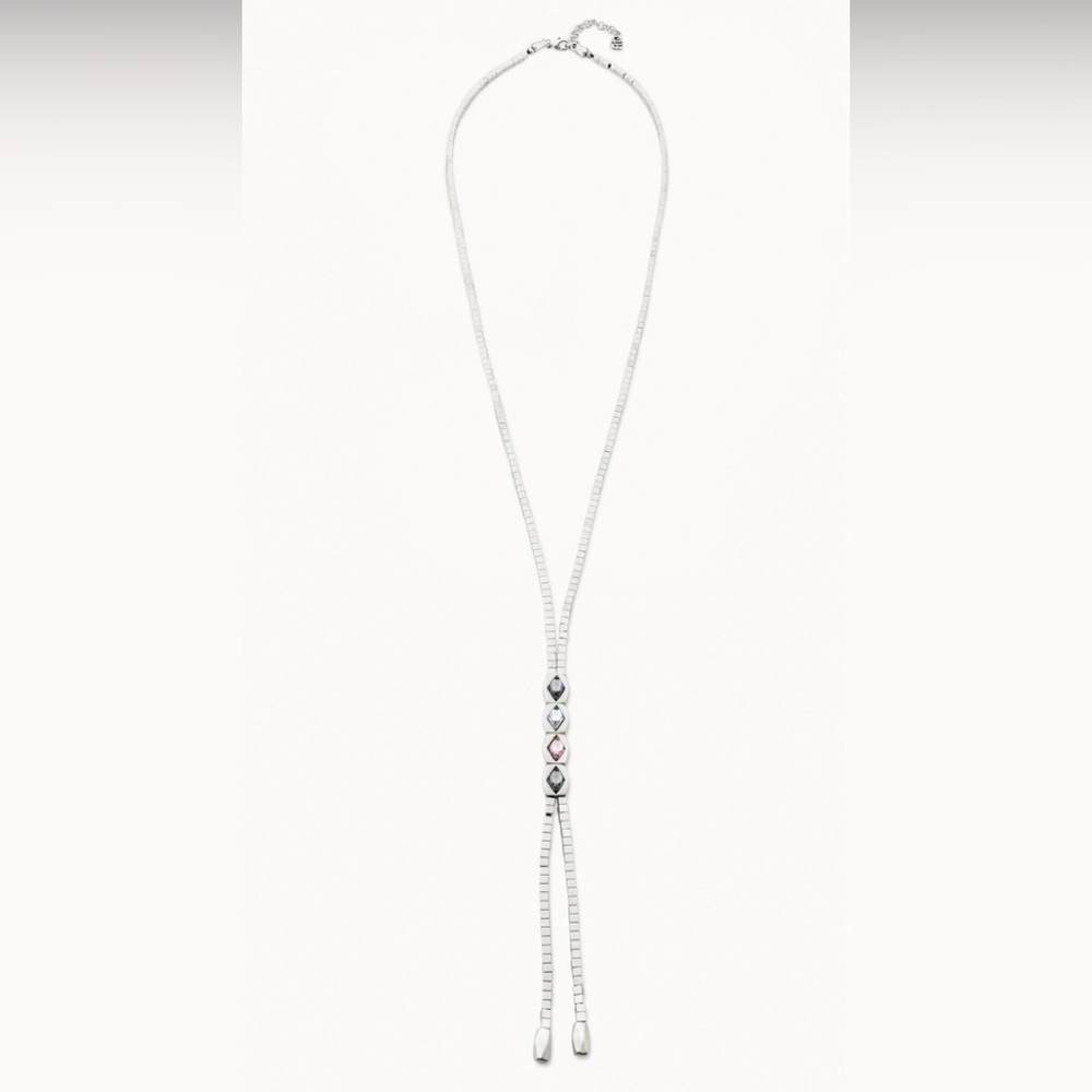 UNO de 50 Superstition Dazzle Collection Silver Plated Crystal Lariat Necklace